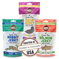 Smart Cookie Jerky Dog Treats - 3 Flavor Variety Pack - Rabbit Salmon & Duck Jerky Dog Treats - Training Treats for Dogs Puppies with Allergies Sensitive Stomachs - Grain Free Made in USA - 3oz