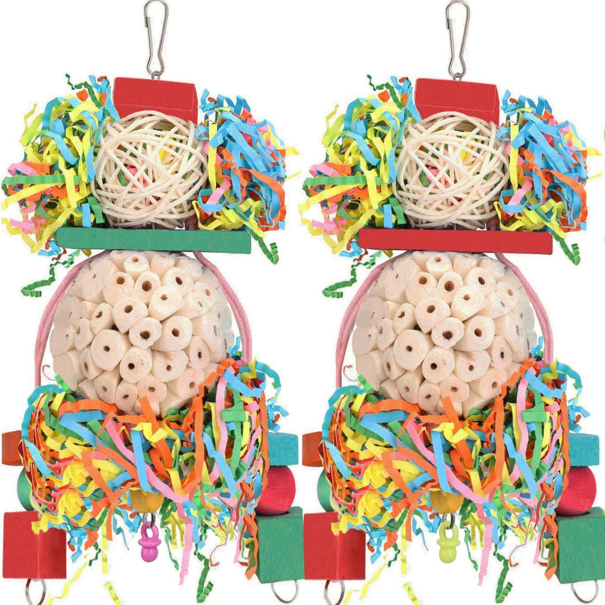 Parrot Straw Ball Wooden Bird Toy