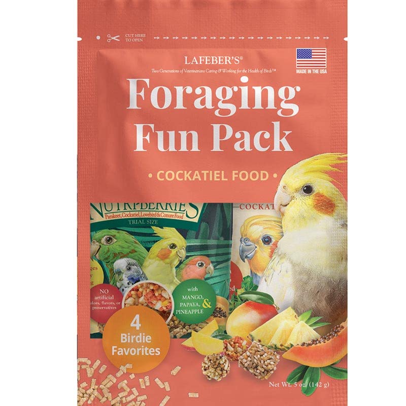LAFEBERS Foraging Fun Pack Pet Bird Food Made with Non-GMO and Human-Grade Ingredients 5 oz (Cockatiel)