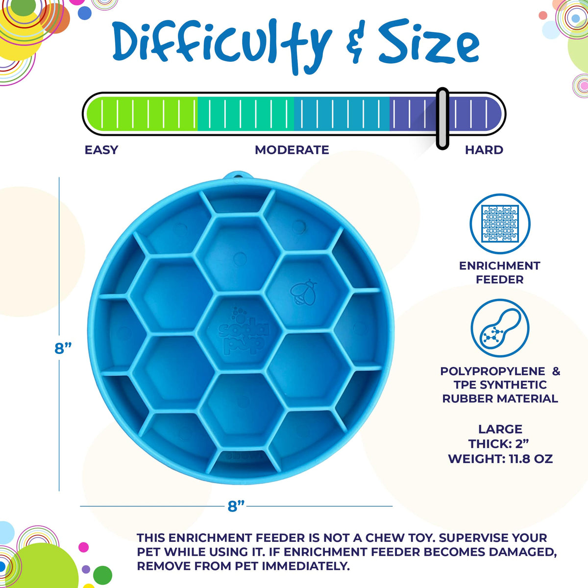 Honeycomb eBowl Deep Slow Feeder Dog Bowl for Enrichment | USA Made