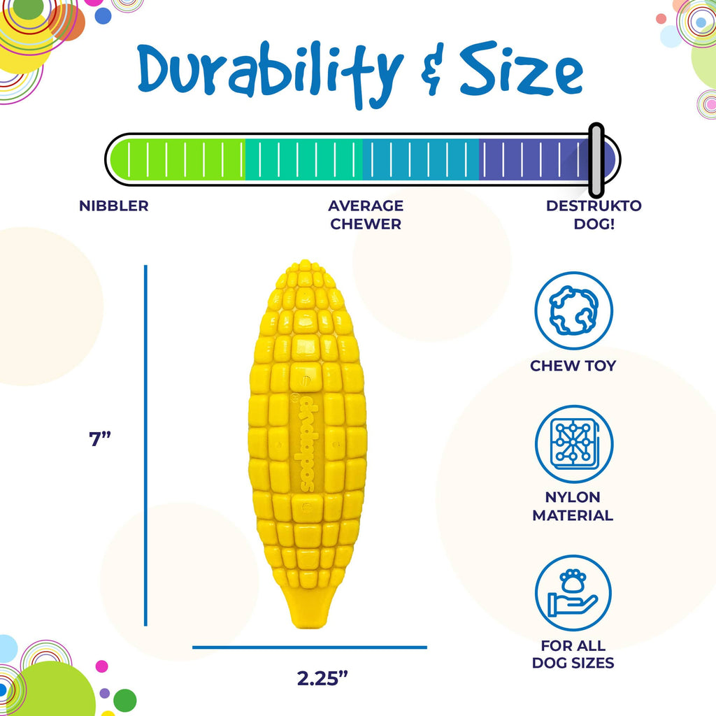 Corn on the Cob Nylon Dog Toy for Aggressive Chewers | USA Made | SodaPup