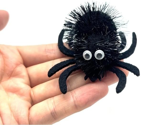 3-Pack Black Spider Cat Toys – Soft Plush Chew Toys with Interactive Web Design, Teething Boredom Relief, Indoor Play Halloween Year-Round