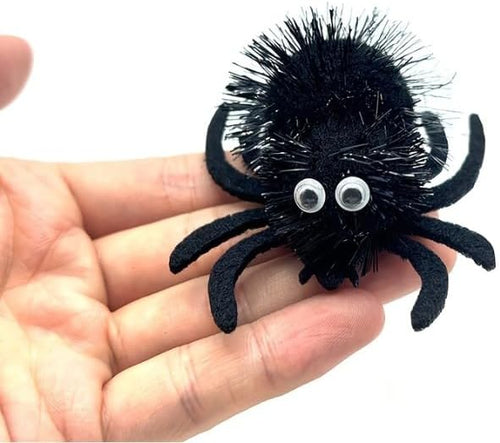 3-Pack Black Spider Cat Toys – Soft Plush Chew Toys with Interactive Web Design, Teething Boredom Relief, Indoor Play Halloween Year-Round