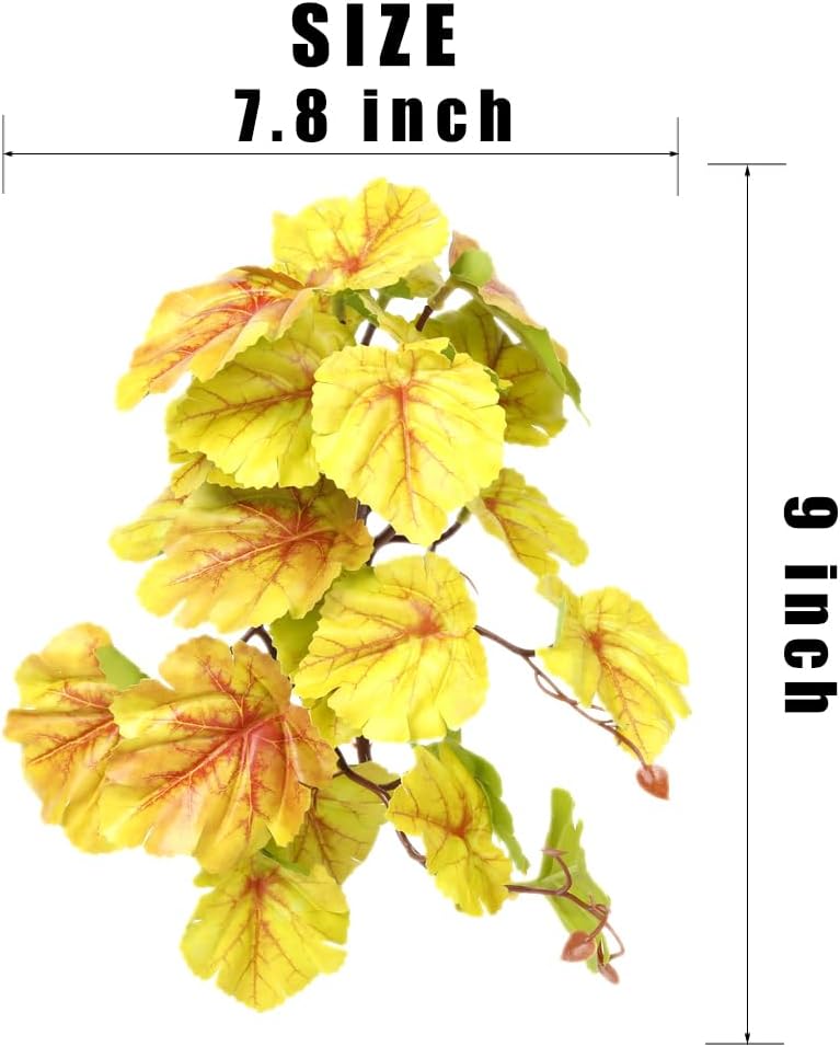 Yellow Reptile Terrarium Plants Fake Heuchera Hanging Suction Décor