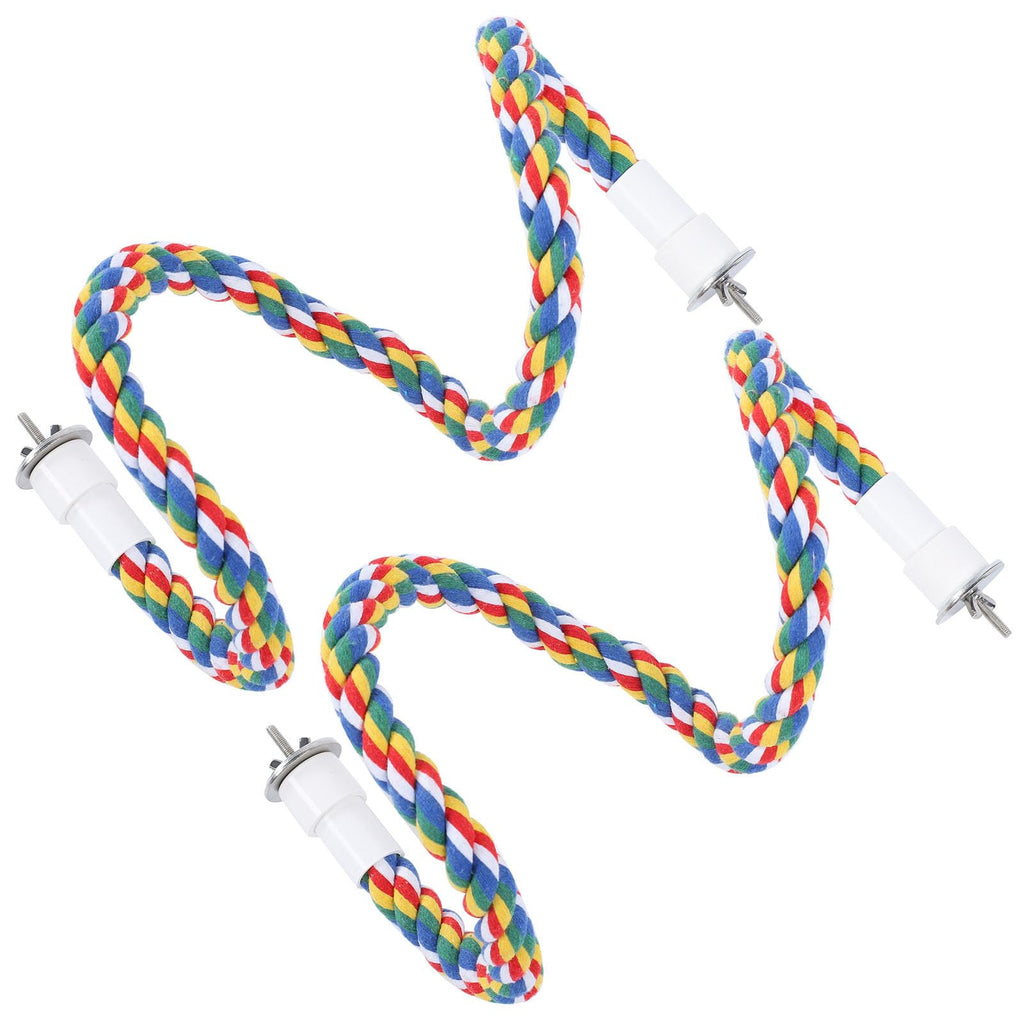 HEEPDD 2Pcs Bird Rope Perch 80cm/31.5in Colorful Cotton Rope Spiral Toys Bird Bungee Rope Perches Parakeet Toys for Parakeets Budgie Cockatiels Conures Lovebirds Finches