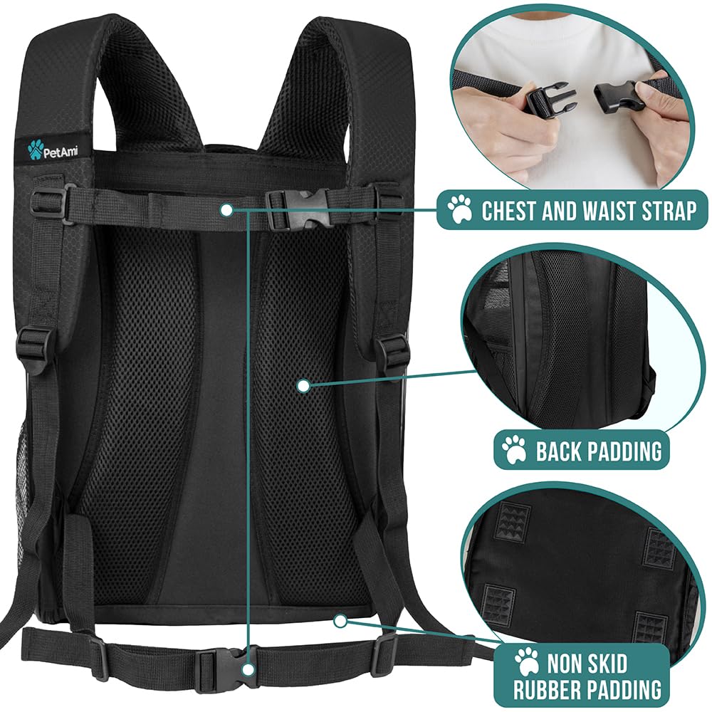 PetAmi Dog Backpack Carrier Airline Approved Cat Pet Puppy Bag, Grey