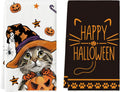 Artoid Mode Pumpkin Cat Halloween Kitchen Towels Set of 2 18x26 Inch