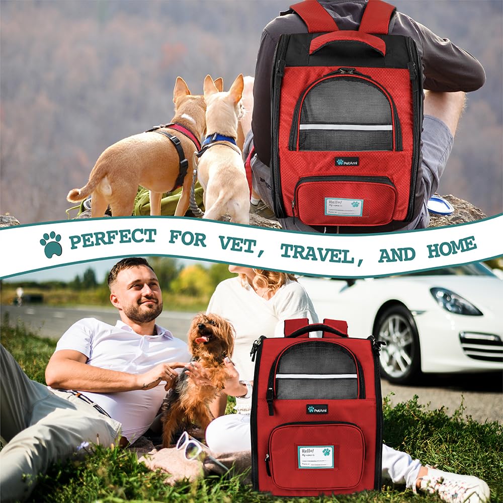 PetAmi Dog Backpack Carrier Airline Approved Cat Pet Puppy Bag, Grey