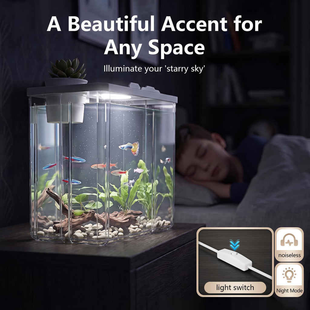5 Gallon Fish Tank Aquarium Starter Kit with Filter and Light(Large Black)