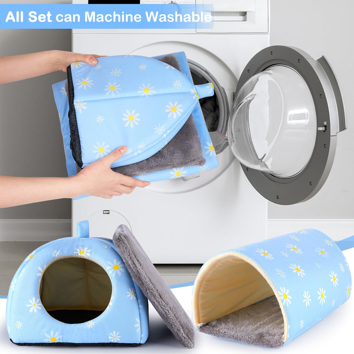 Bienbee Guinea Pig Hideout, 2 Piece Washable Set for Small Animals Small