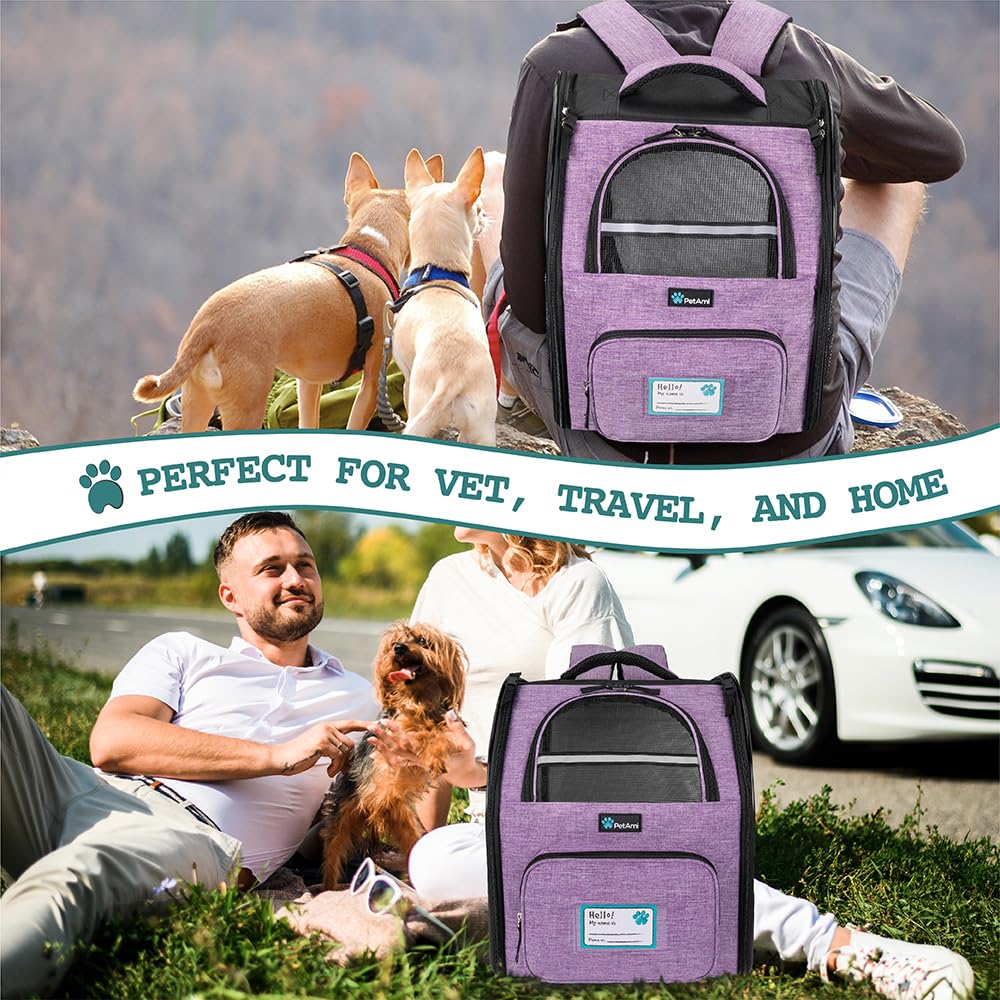 PetAmi Dog Backpack Carrier Airline Approved Cat Pet Puppy Bag, Grey