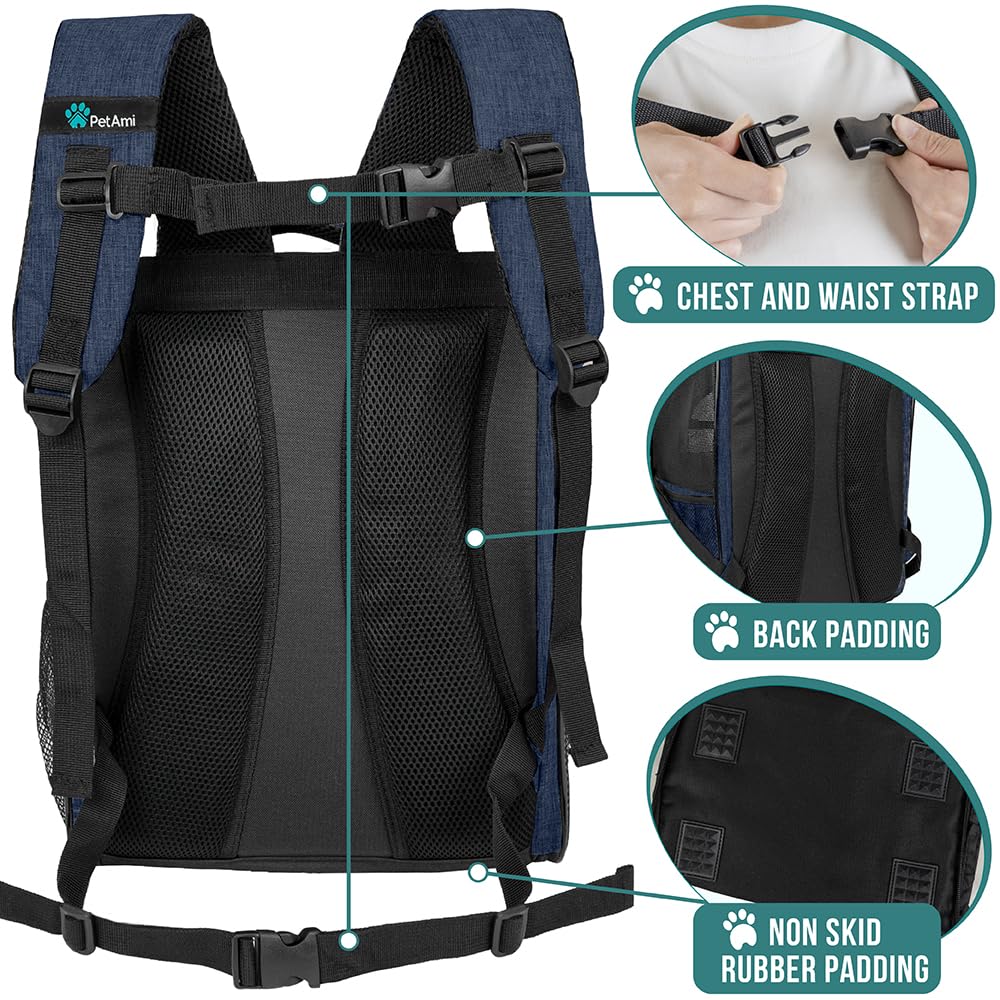 PetAmi Dog Backpack Carrier Airline Approved Cat Pet Puppy Bag, Grey
