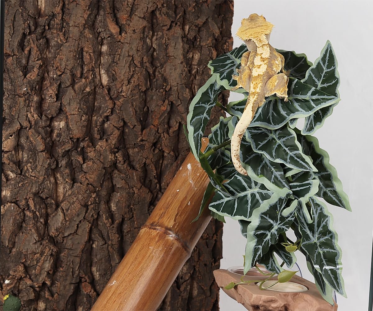 Yellow Reptile Terrarium Plants Fake Heuchera Hanging Suction Décor