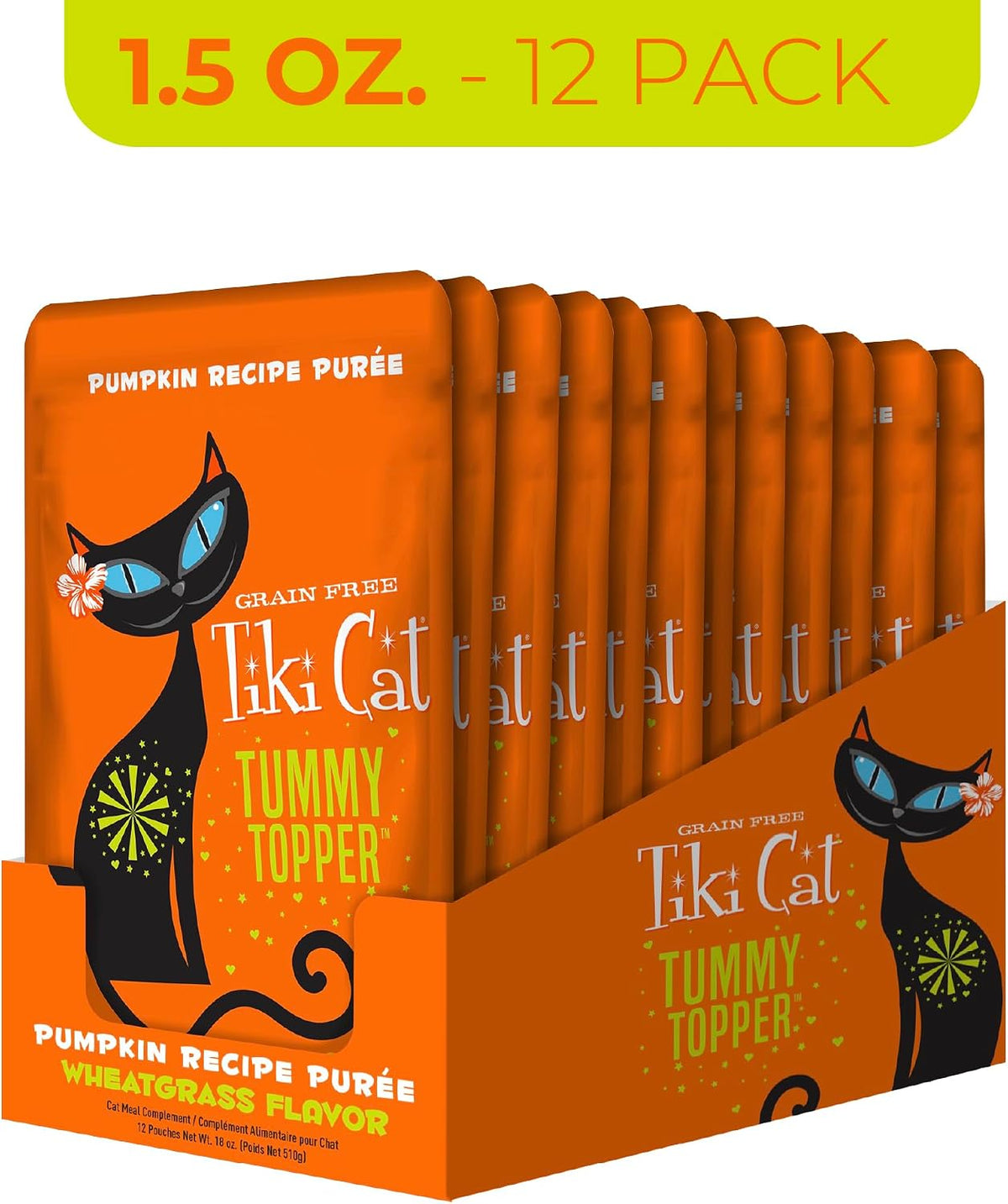 Tiki Cat Wet Food Tummy Topper, Pumpkin Recipe, 1.5 oz. Pouch (12 Count)