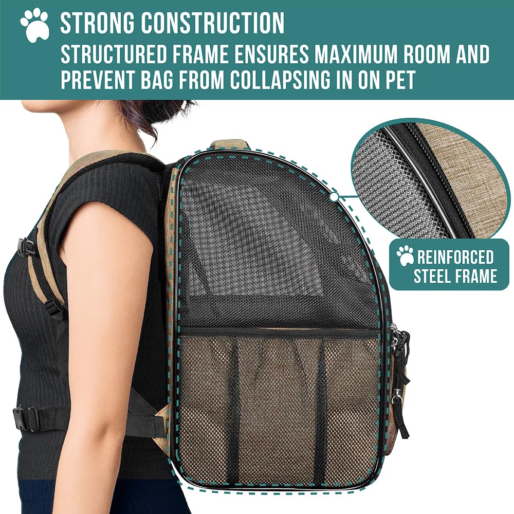 PetAmi Dog Backpack Carrier Airline Approved Cat Pet Puppy Bag, Grey