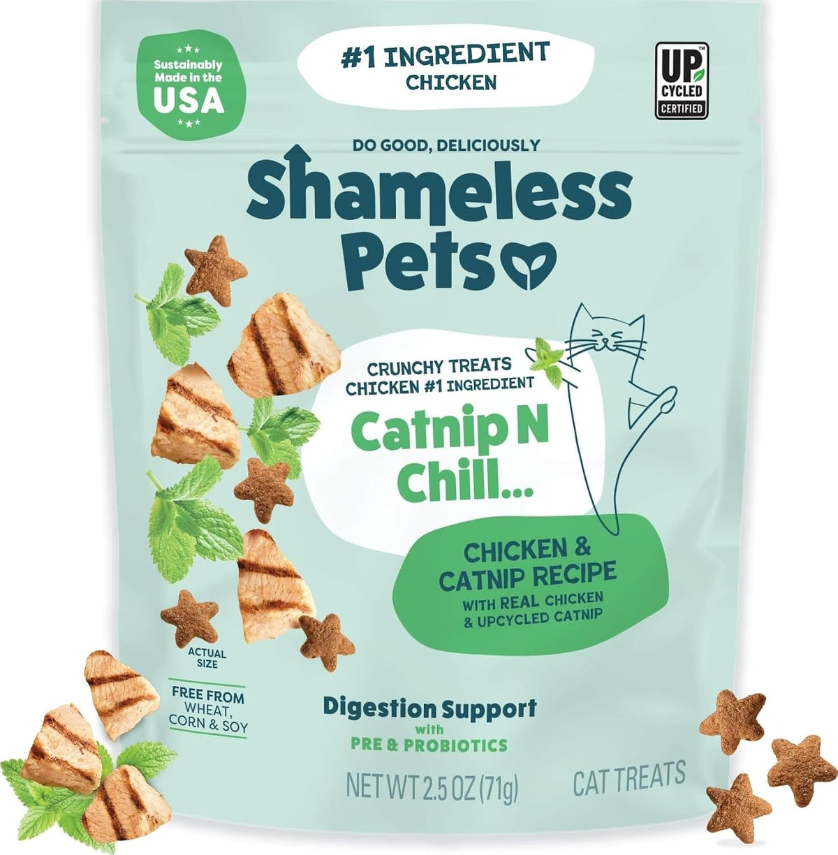 Shameless Pets Crunchy inCat Treats - Kitty Treats for Cats with Skin & Coat Support, Natural Ingredients Kitten Treats with Real Salmon, Healthy Flavored Feline Snacks - Yam Good Salmon, 1-Pk