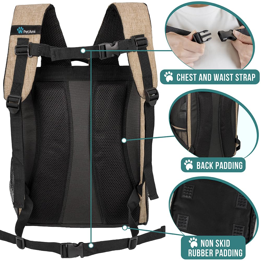 PetAmi Dog Backpack Carrier Airline Approved Cat Pet Puppy Bag, Grey