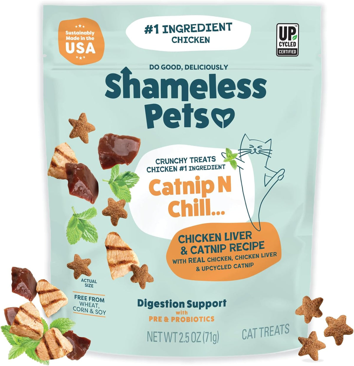 Shameless Pets Crunchy inCat Treats - Kitty Treats for Cats with Skin & Coat Support, Natural Ingredients Kitten Treats with Real Salmon, Healthy Flavored Feline Snacks - Yam Good Salmon, 1-Pk