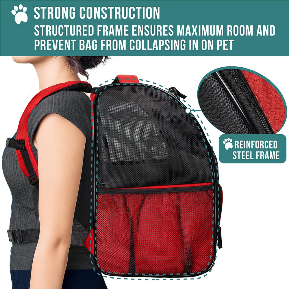 PetAmi Dog Backpack Carrier Airline Approved Cat Pet Puppy Bag, Grey