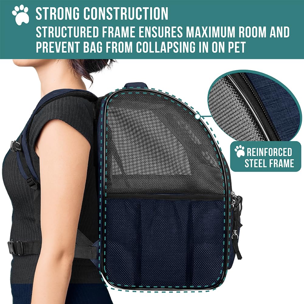PetAmi Dog Backpack Carrier Airline Approved Cat Pet Puppy Bag, Grey