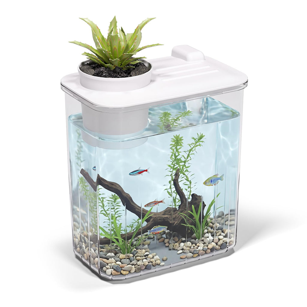 5 Gallon Fish Tank Aquarium Starter Kit with Filter and Light(Large Black)