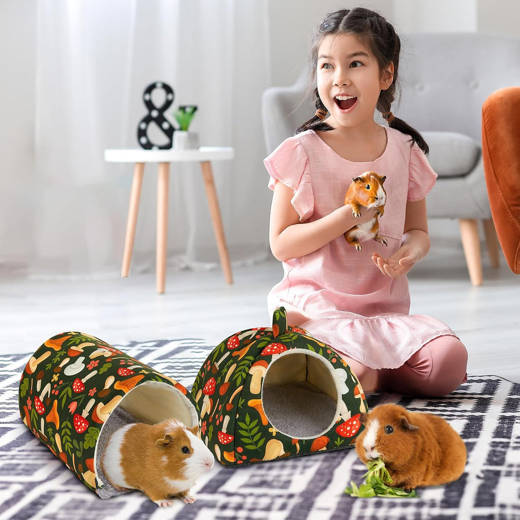 Bienbee Guinea Pig Hideout, 2 Piece Washable Set for Small Animals Small
