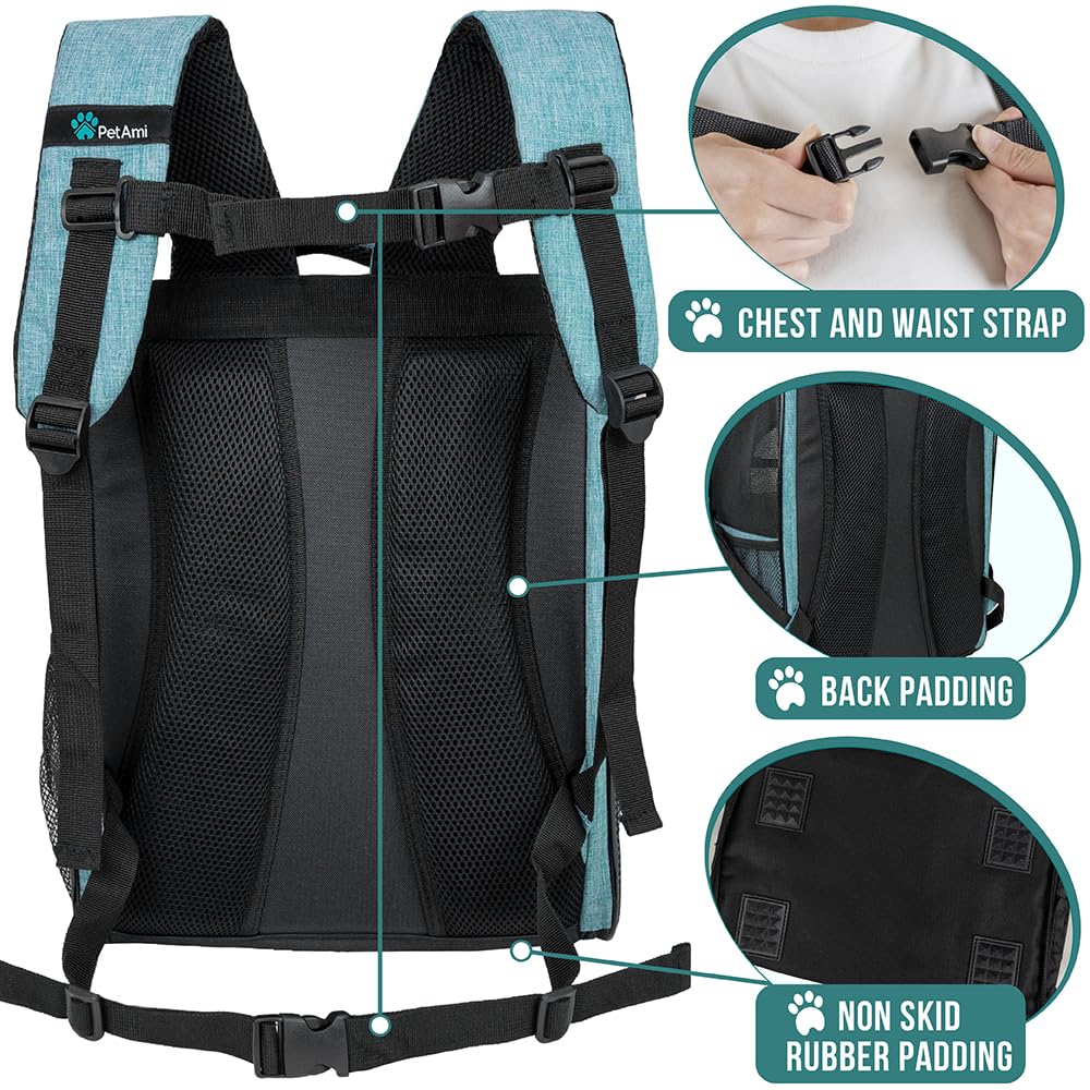 PetAmi Dog Backpack Carrier Airline Approved Cat Pet Puppy Bag, Grey