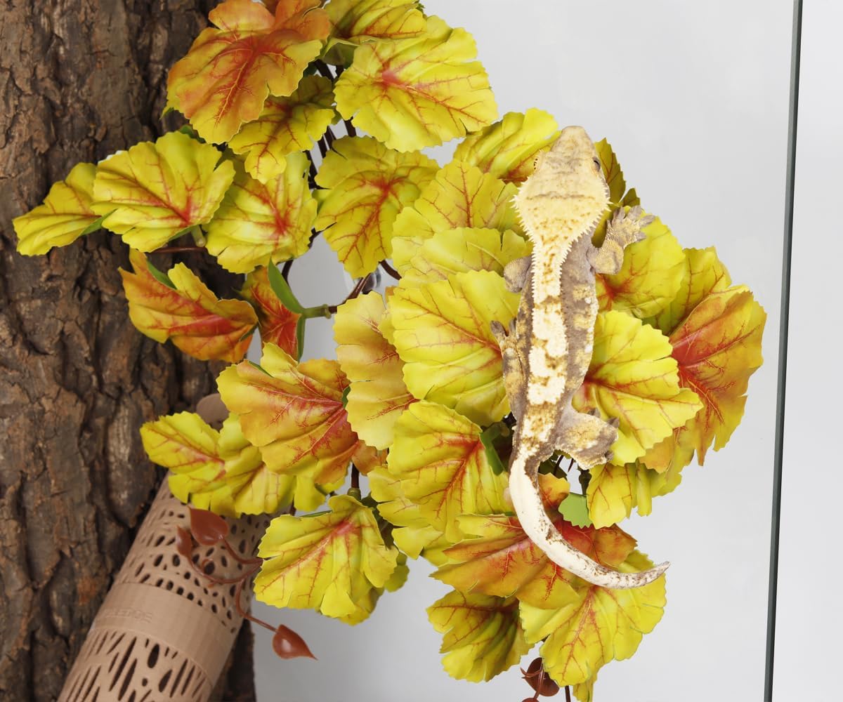 Yellow Reptile Terrarium Plants Fake Heuchera Hanging Suction Décor