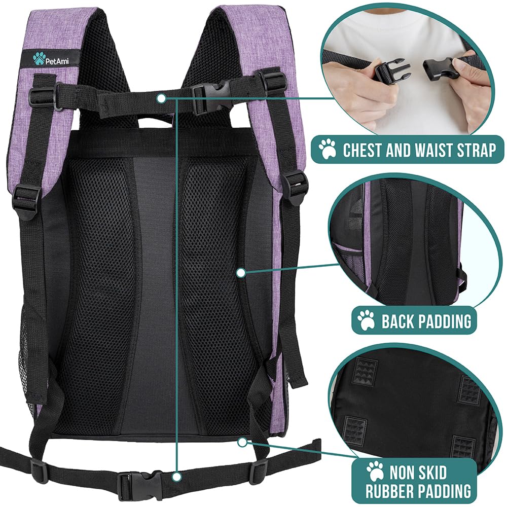 PetAmi Dog Backpack Carrier Airline Approved Cat Pet Puppy Bag, Grey