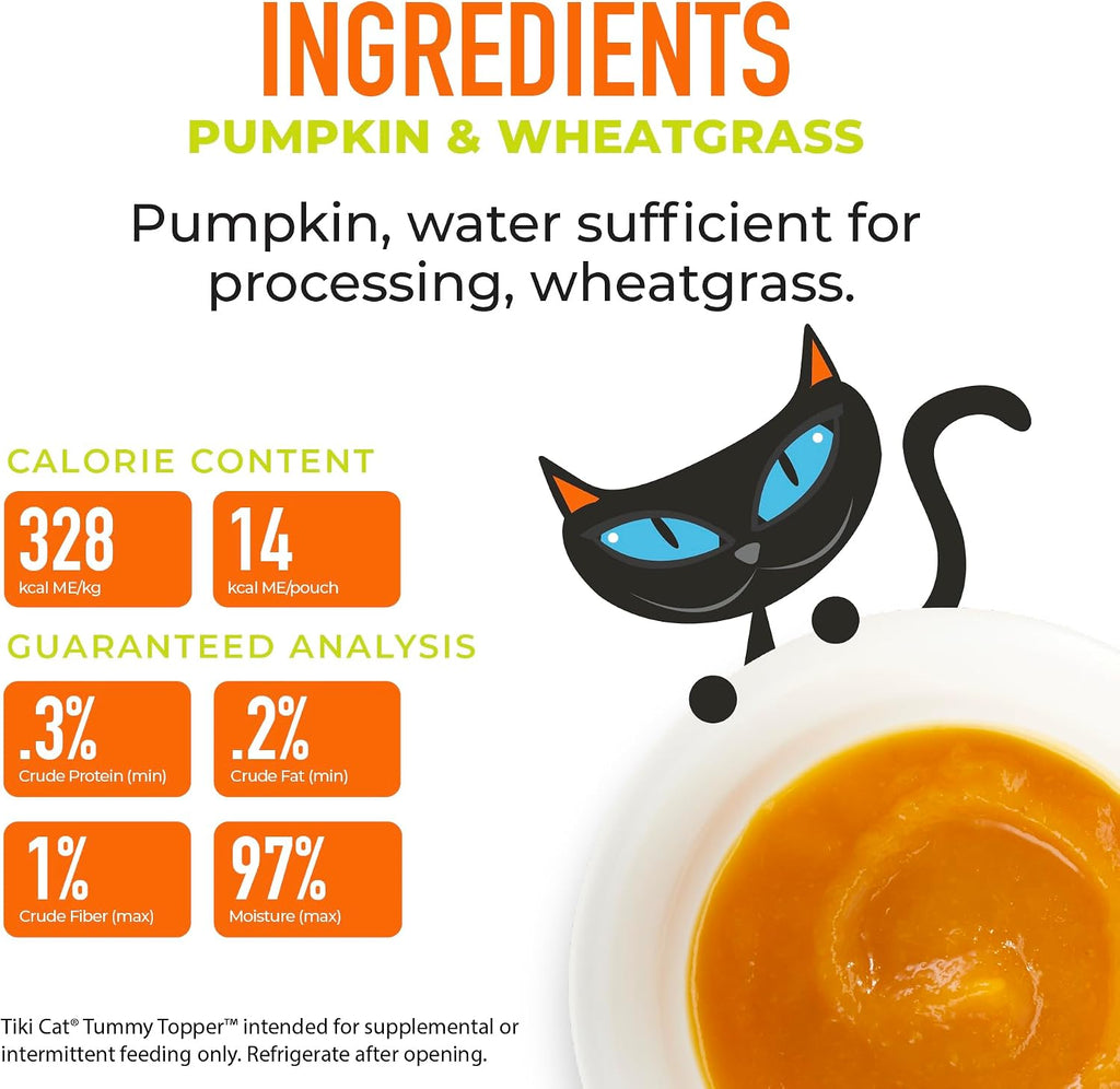 Tiki Cat Wet Food Tummy Topper, Pumpkin Recipe, 1.5 oz. Pouch (12 Count)