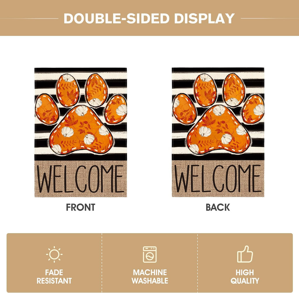 AVOIN colorlife Paw Print Fall Garden Flag 12x18 Inch Outside