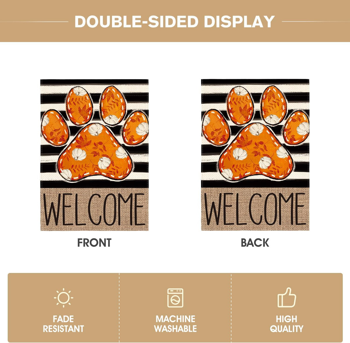 AVOIN colorlife Paw Print Fall Garden Flag 12x18 Inch Outside