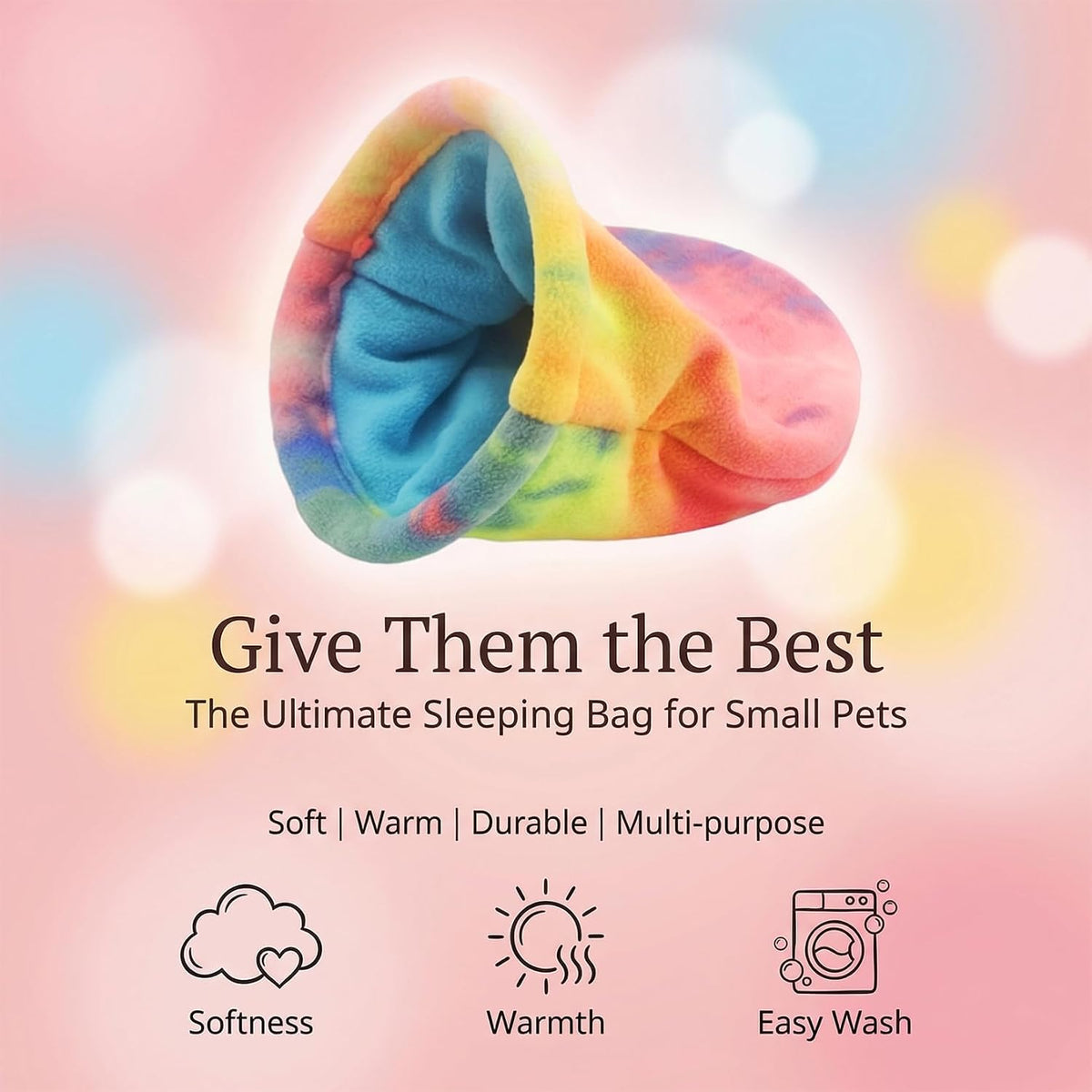 RAINFLOW Cute Guinea Pig Snuggle Sack - Fleece Small Animal Sleep Bag, Pink