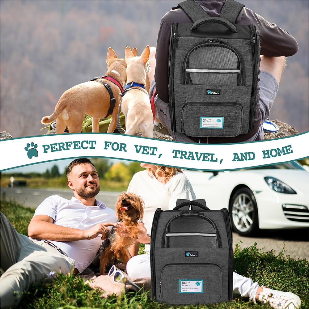 PetAmi Dog Backpack Carrier Airline Approved Cat Pet Puppy Bag, Grey