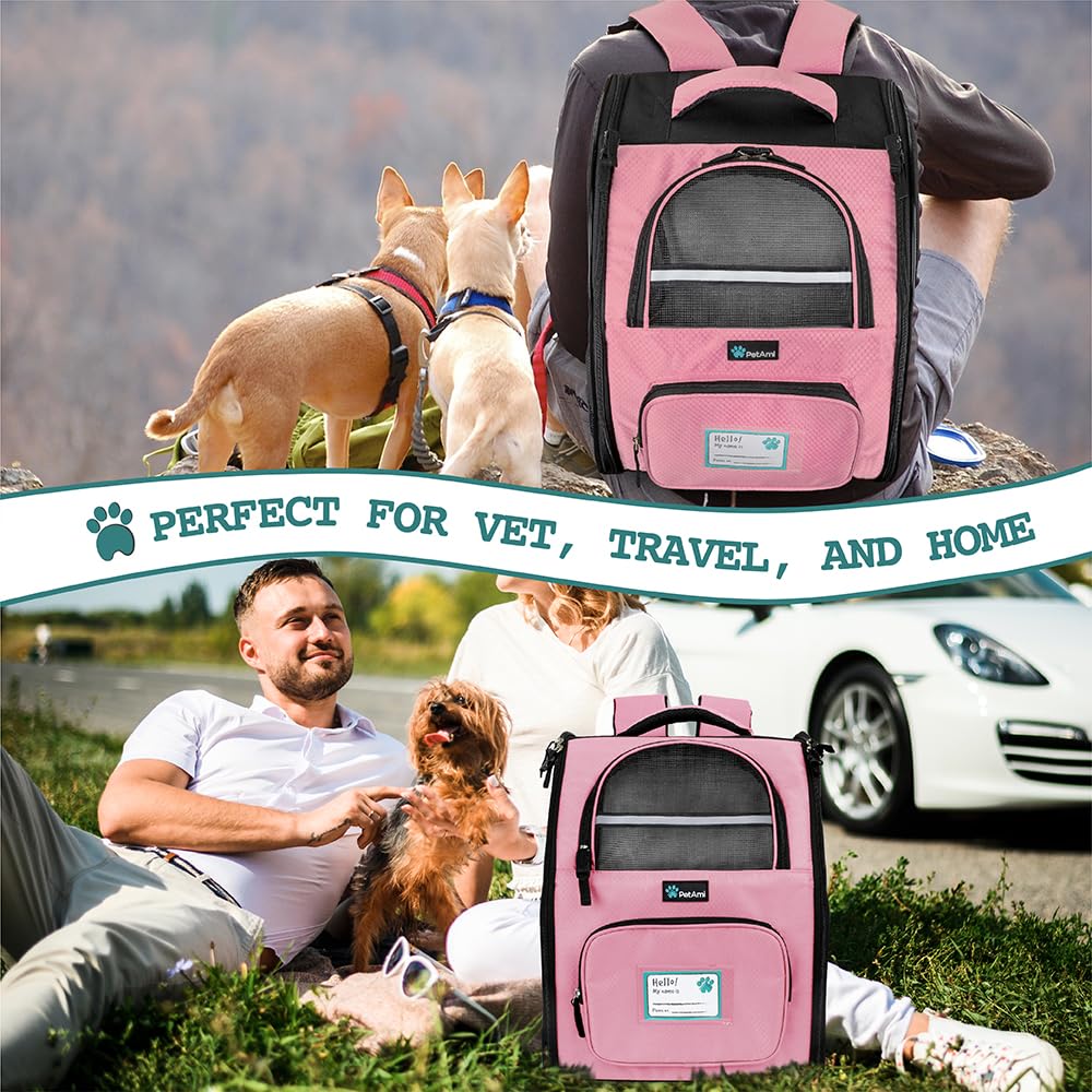 PetAmi Dog Backpack Carrier Airline Approved Cat Pet Puppy Bag, Grey