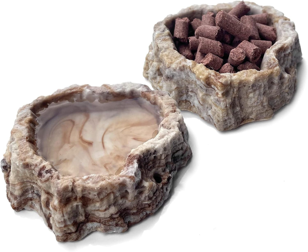 AcceLeah 2 Pack Reptile Food Bowls for Leopard Gecko Lizard Spider Scorpion