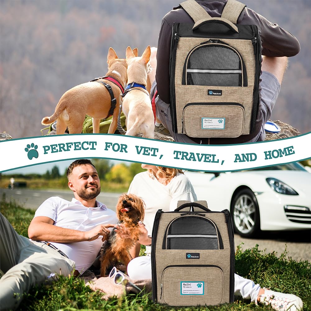 PetAmi Dog Backpack Carrier Airline Approved Cat Pet Puppy Bag, Grey