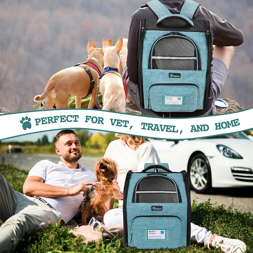 PetAmi Dog Backpack Carrier Airline Approved Cat Pet Puppy Bag, Grey