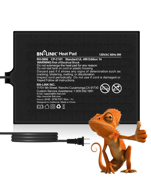 BN-LINK Reptile Heat Pad 8"X12" 16W for 30-40gal Under Tank Terrarium Heating Mat Waterproof for Turtle, Lizard, Frogs, Snake, Hermit Crab