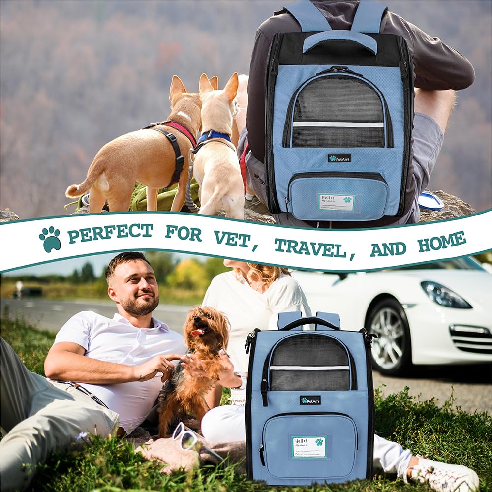 PetAmi Dog Backpack Carrier Airline Approved Cat Pet Puppy Bag, Grey