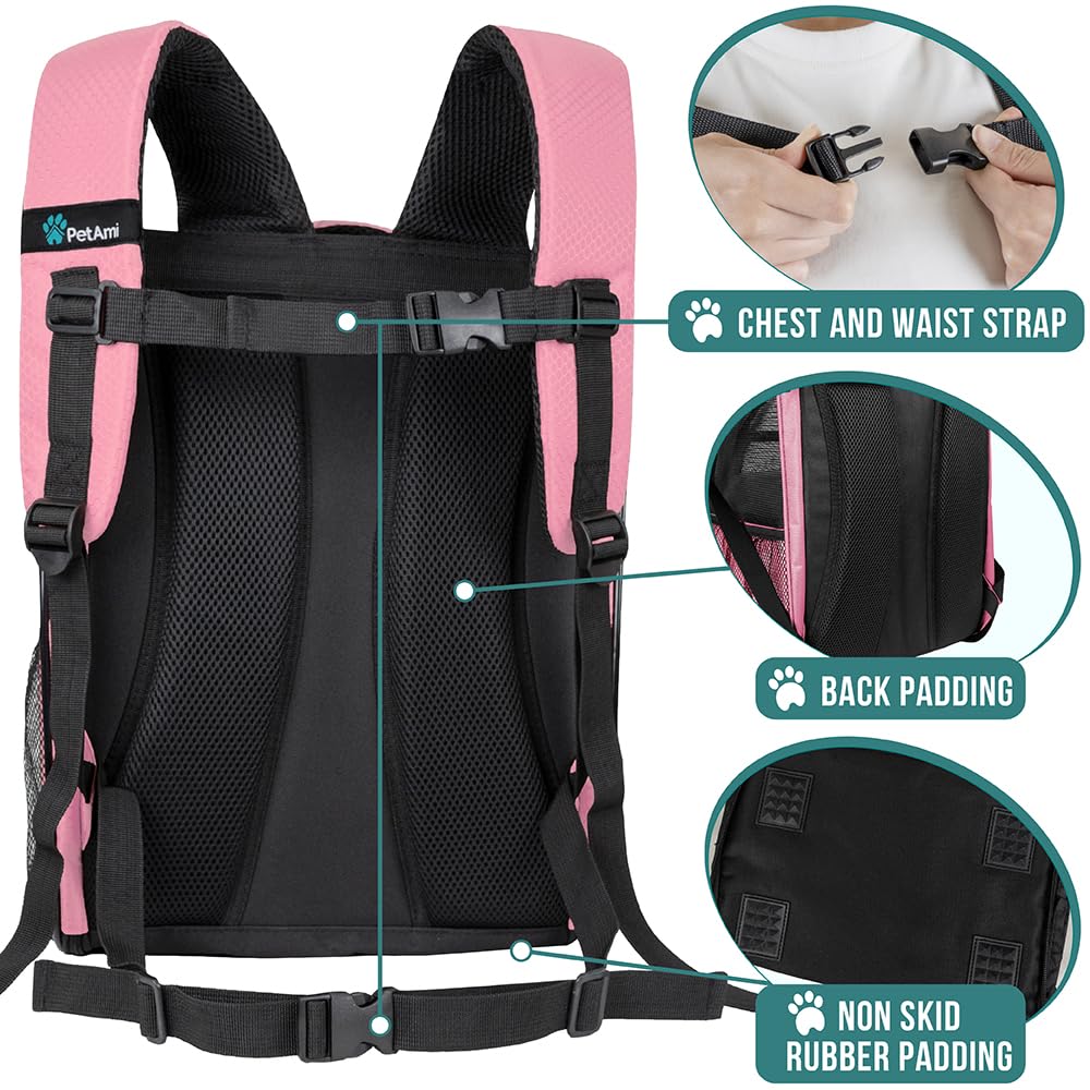 PetAmi Dog Backpack Carrier Airline Approved Cat Pet Puppy Bag, Grey