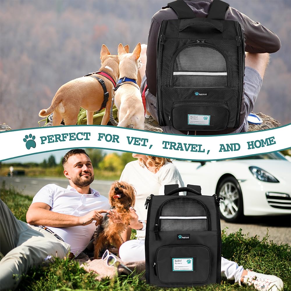 PetAmi Dog Backpack Carrier Airline Approved Cat Pet Puppy Bag, Grey