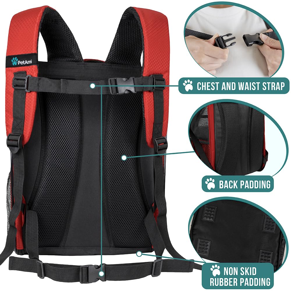 PetAmi Dog Backpack Carrier Airline Approved Cat Pet Puppy Bag, Grey