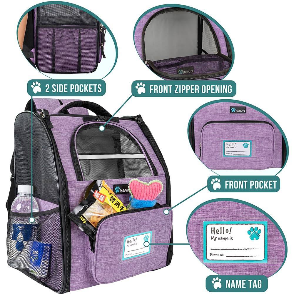 PetAmi Dog Backpack Carrier Airline Approved Cat Pet Puppy Bag, Grey