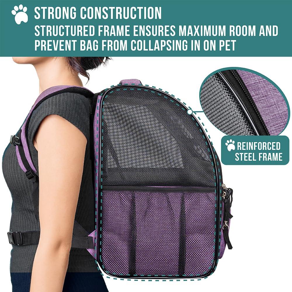 PetAmi Dog Backpack Carrier Airline Approved Cat Pet Puppy Bag, Grey