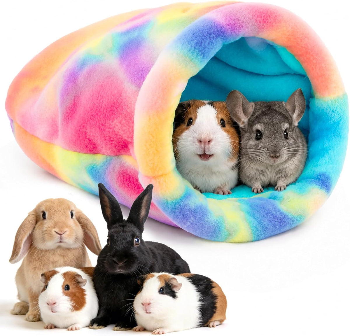RAINFLOW Cute Guinea Pig Snuggle Sack - Fleece Small Animal Sleep Bag, Pink