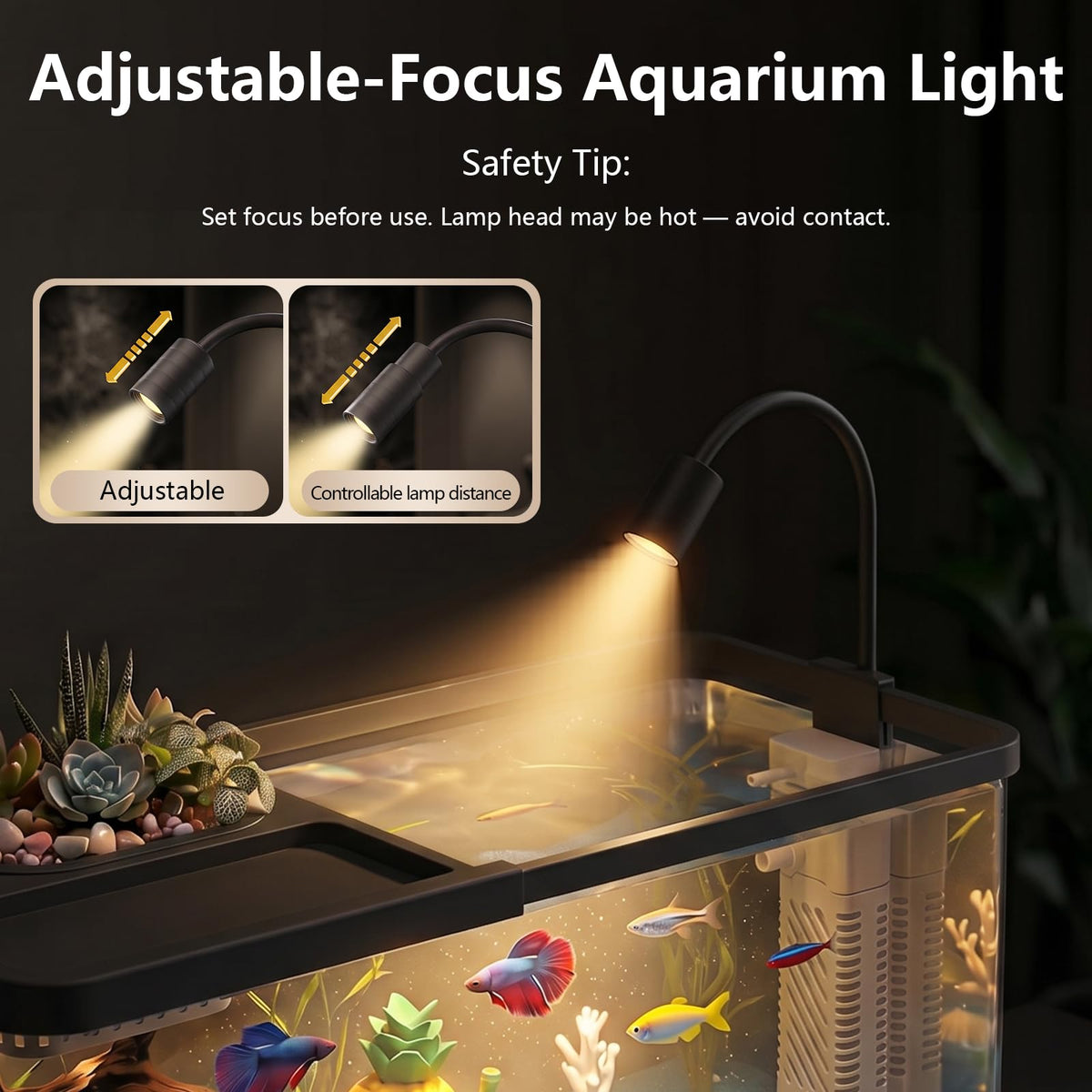 5 Gallon Fish Tank Aquarium Starter Kit with Filter and Light(Large Black)