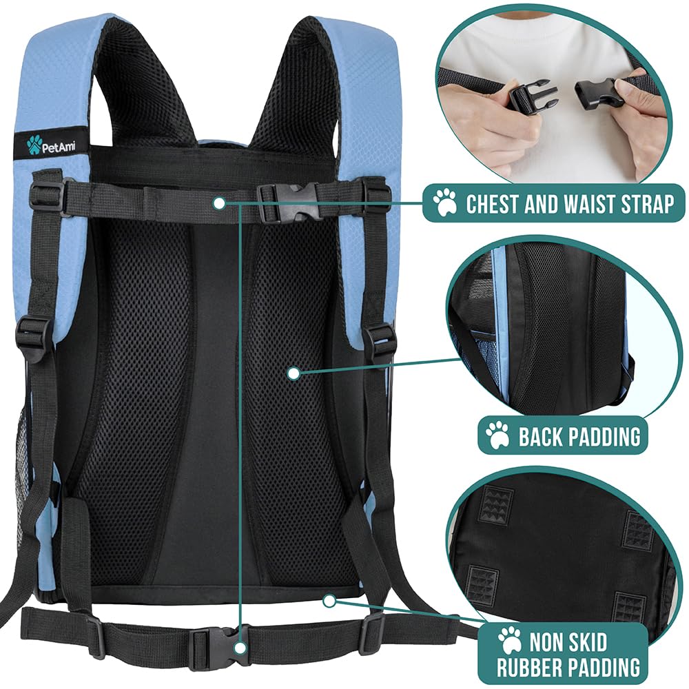 PetAmi Dog Backpack Carrier Airline Approved Cat Pet Puppy Bag, Grey