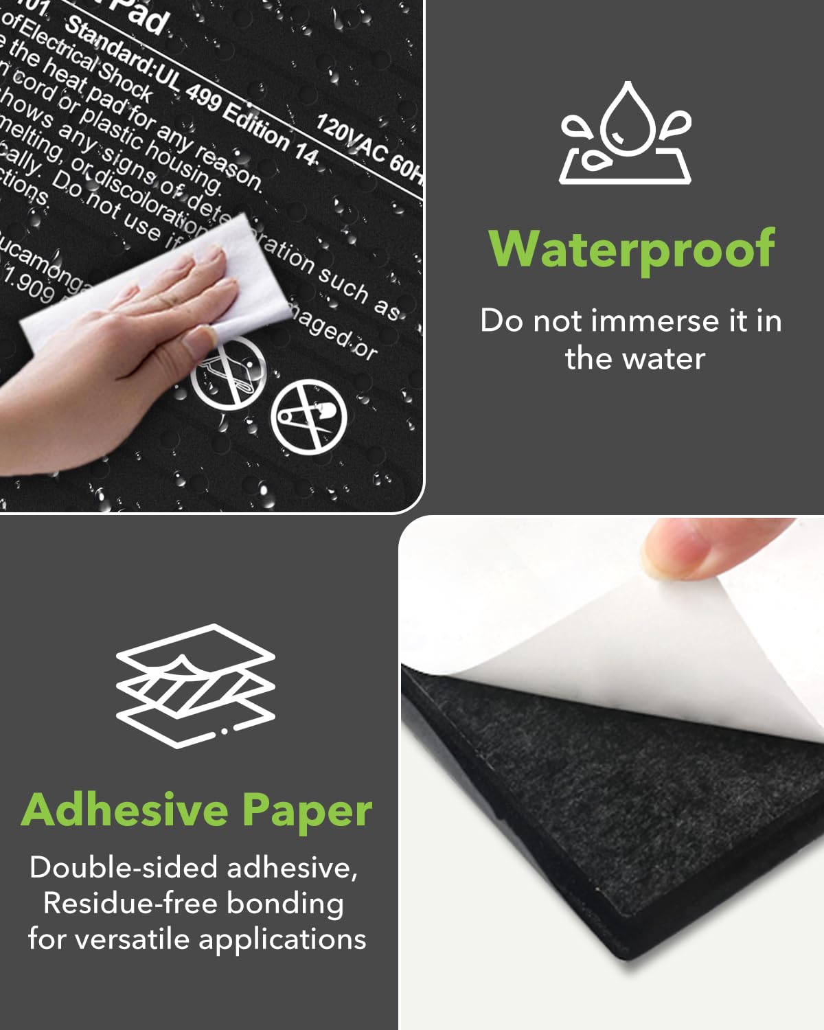 BN-LINK Reptile Heat Pad 8"X12" 16W for 30-40gal Under Tank Terrarium Heating Mat Waterproof for Turtle, Lizard, Frogs, Snake, Hermit Crab