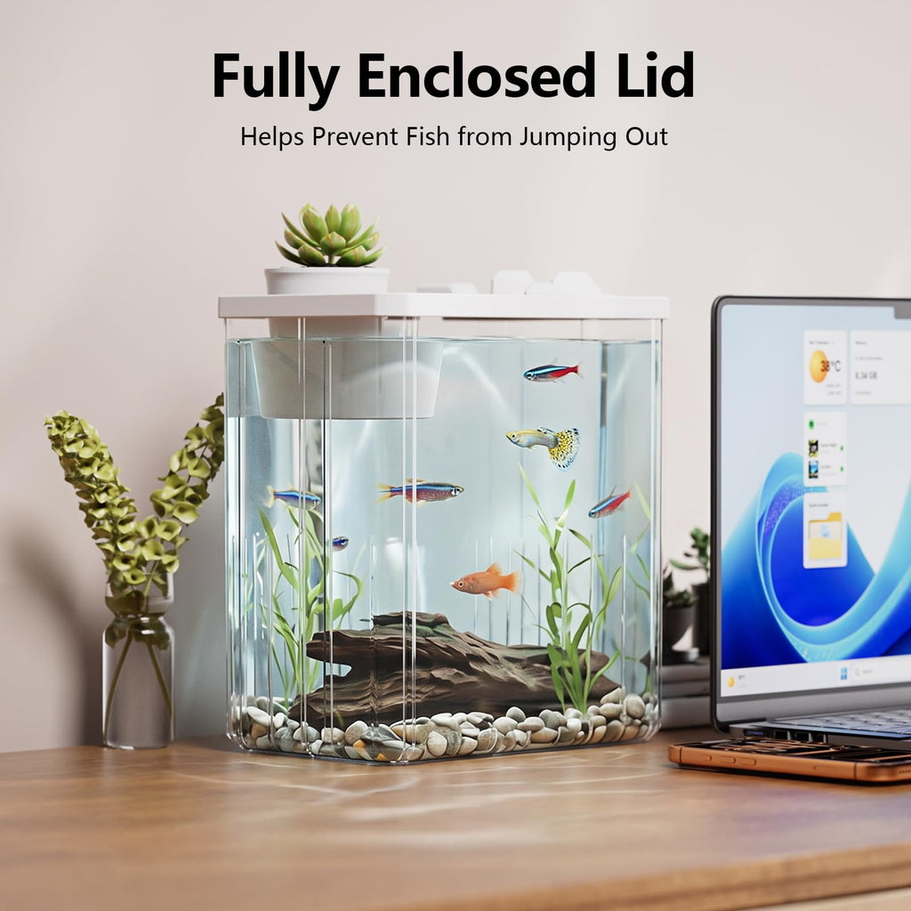5 Gallon Fish Tank Aquarium Starter Kit with Filter and Light(Large Black)